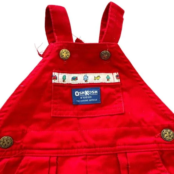 Vintage OshKosh B’Gosh Trains Vestbak Overalls Outfit Size 6-9M - Picture 3 of 13